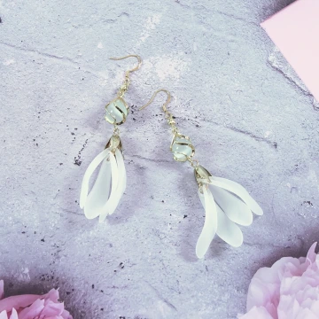 琉璃珠流蘇花瓣裙×吊墜耳勾