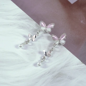 靈動粉蝶×吊墜耳環