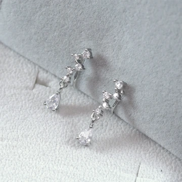 法式小水滴晶鑽&times;蚊香盤U型耳夾