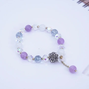 晶球貝殼花紫琉璃×固定式串珠手鍊×紫色