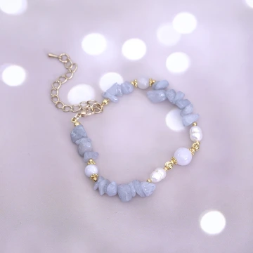 清新海藍寶珍珠×手鍊