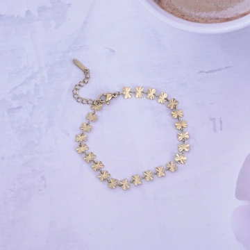 316鋼飾×四葉草壓花紋 ×手鍊×金色