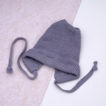 素色毛線綁帶&times;毛帽&times;灰色