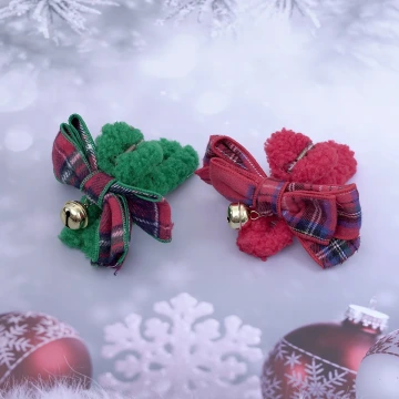 紅綠格紋鈴鐺&times;鯊魚夾&times;共二色