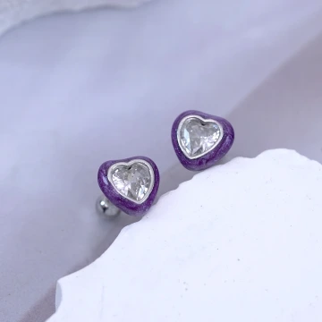 紫心晶鑽×轉珠耳環