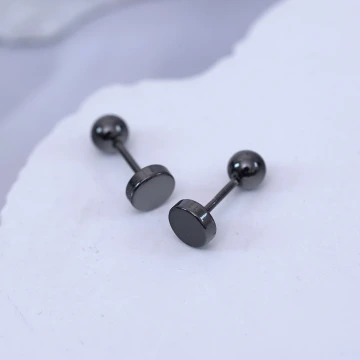 黑色圓形×轉珠耳環