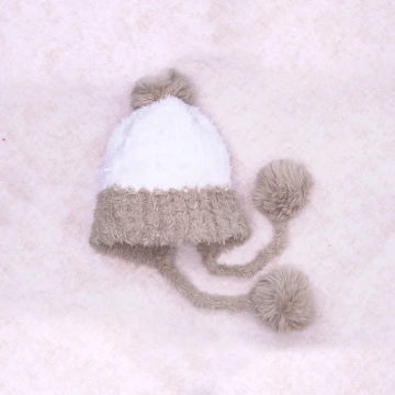 毛球拼色仿貂毛×毛帽×白色