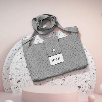 快樂多巴胺×單色針織×斜背包×灰色