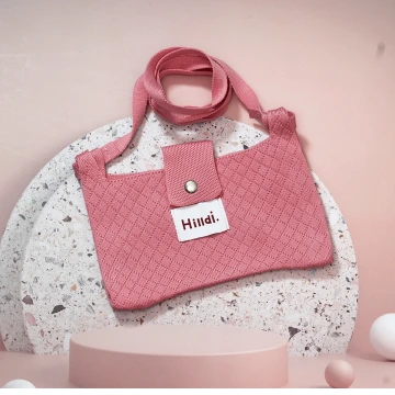 快樂多巴胺×單色針織×斜背包×粉紅