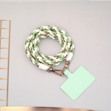 細繩四色小麻花&times;手機斜背雙勾掛繩&times;駝+綠+白+米