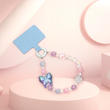 炫彩漸變蝴蝶&times;手機腕帶掛繩&times;藍色