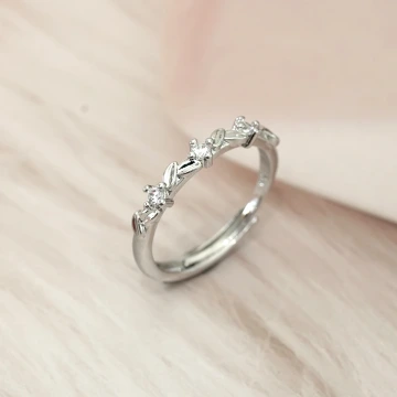 925銀飾&times;月桂枝椏&times;開口戒指