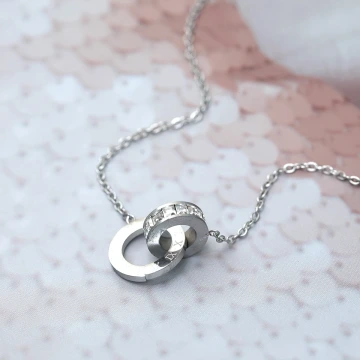 316鋼飾&times;雙環晶鑽&times;項鍊&times;銀色