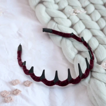 紅絲絨素色&times;抓髮髮箍