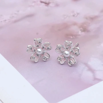 925銀針&times;清新粉櫻&times;耳環