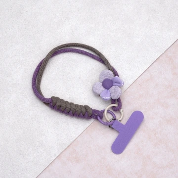 布藝小花朵&times;手機腕帶掛繩&times;紫色