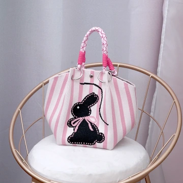 條紋小兔&times;針織手提袋