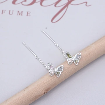 925銀針&times;蝴蝶彩晶&times;耳線