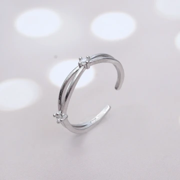 925銀飾&times;晶鑽交織&times;開口戒指