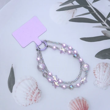 雙層魔幻海星明珠&times;手機腕帶掛繩&times;紫色