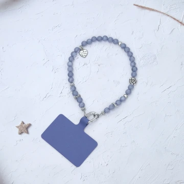 海藍琉璃玫瑰愛心&times;手機腕帶掛繩