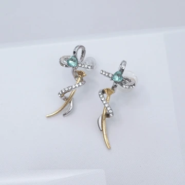 十字纏繞晶鑽&times;吊墜耳環