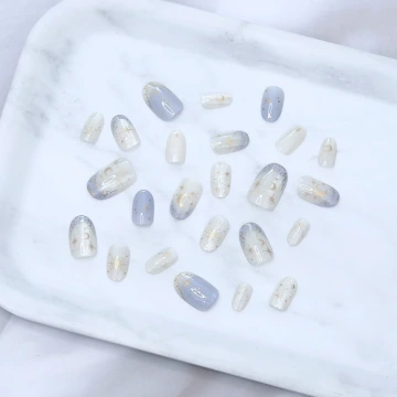 淡紫銀月星輝亮面&times;穿戴式手指甲片&times;二十四入