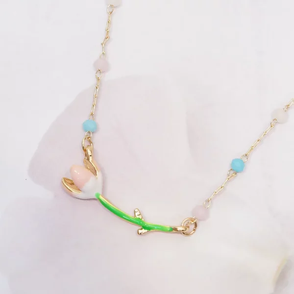 鬱金香繽彩串珠×鎖骨項鍊