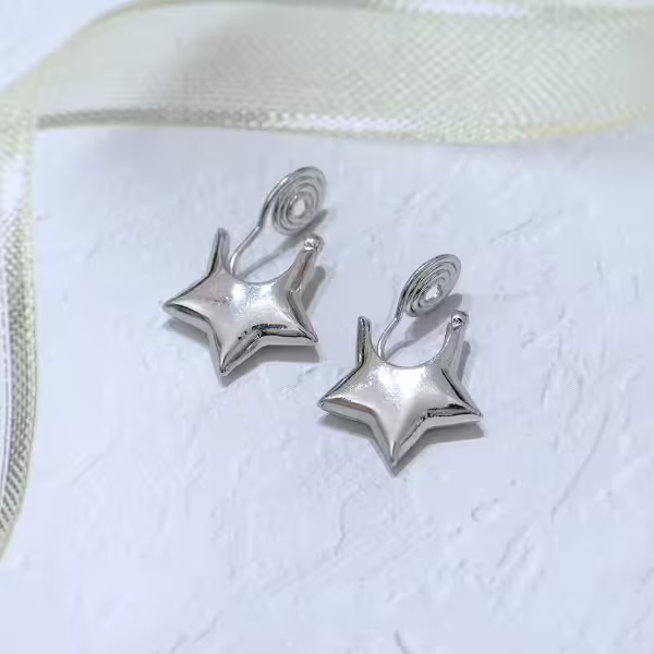 金屬五角星×蚊香盤U型耳夾