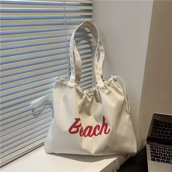 尼龍字母沙灘包×肩背包×白色