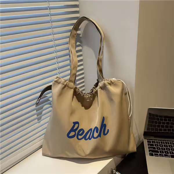 尼龍字母沙灘包×肩背包×卡其