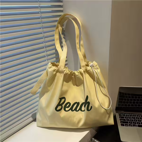 尼龍字母沙灘包×肩背包×黃色