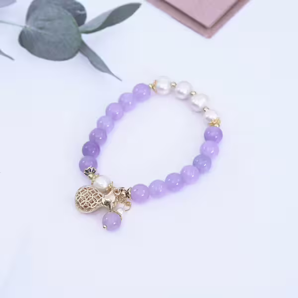 紫琉璃福袋流蘇×固定式串珠手鍊