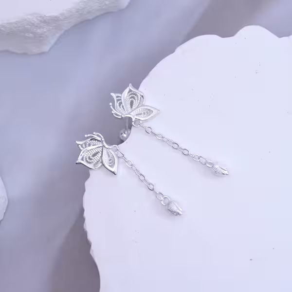 925耳針×蝴蝶流蘇×轉珠耳環