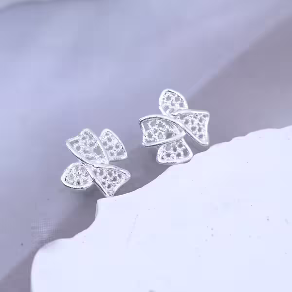 925耳針×十字緞帶×轉珠耳環