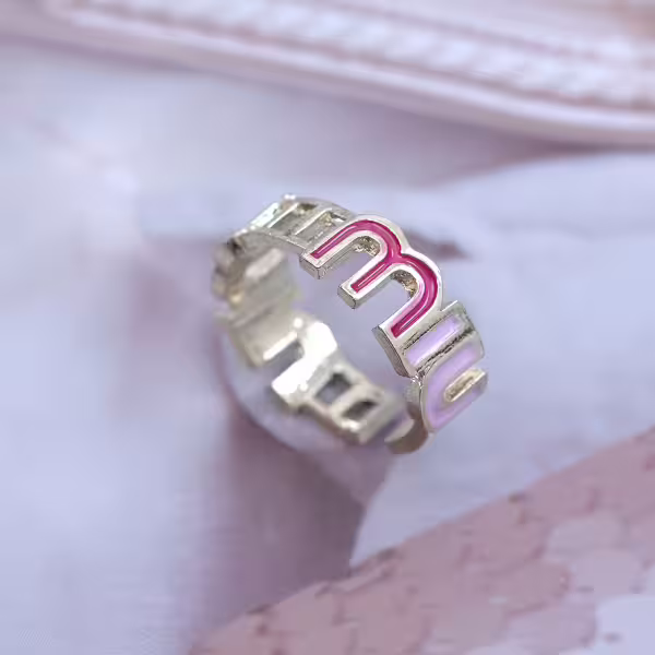 彩色字母×開口戒指