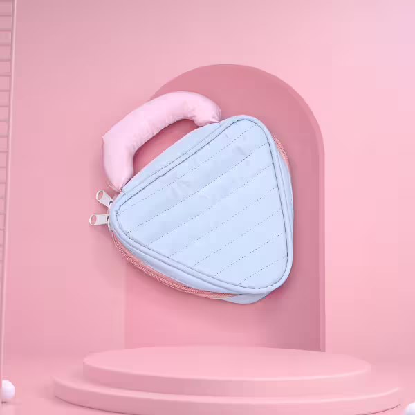 撞色倒三角手提&times;化妝收納包&times;藍色