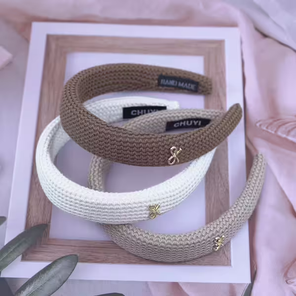 暖色羅紋蝴蝶結×髮箍