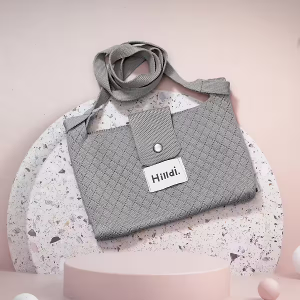 快樂多巴胺×單色針織×斜背包×灰色