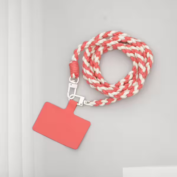 細繩雙色小麻花&times;手機斜背雙勾掛繩&times;橘+米