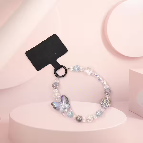 炫彩漸變蝴蝶&times;手機腕帶掛繩&times;黑色