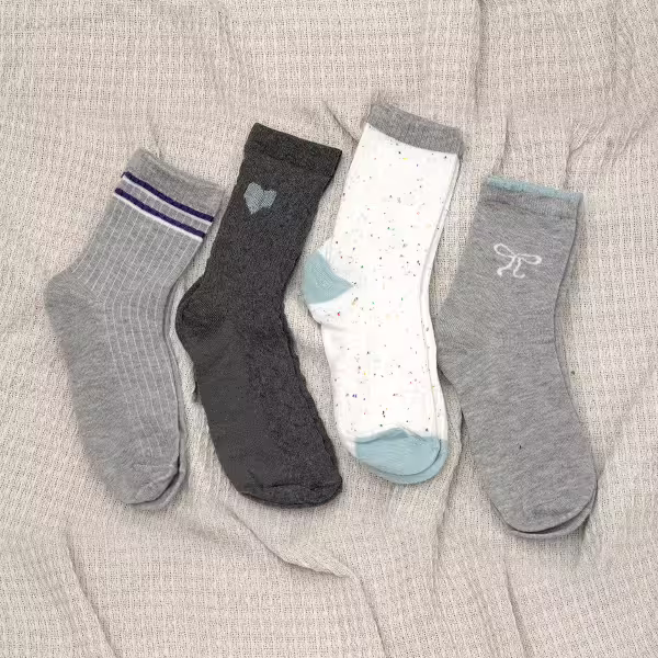 藍灰少女心×中筒襪×四雙套件襪子組