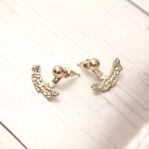 波紋弧型&times;後掛式吊墜耳環