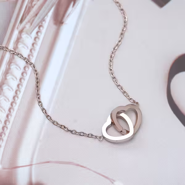 316鋼飾&times;心心相印&times;鎖骨項鍊&times;玫瑰金