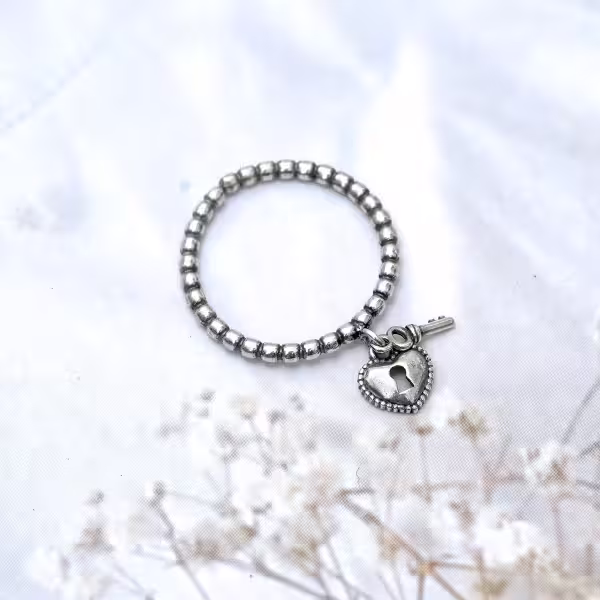 925銀飾&times;心鎖&times;開口戒指