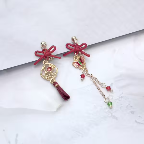 蝴蝶古風窗花&times;不對稱三角耳夾