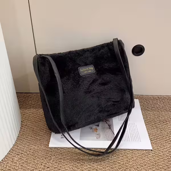 絨毛長方包&times;肩背包&times;黑色