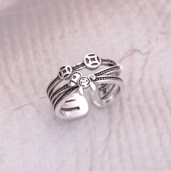 925銀飾&times;馬上有錢&times;開口戒指