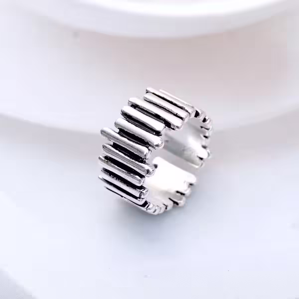 925銀飾&times;波浪柵欄&times;開口戒指