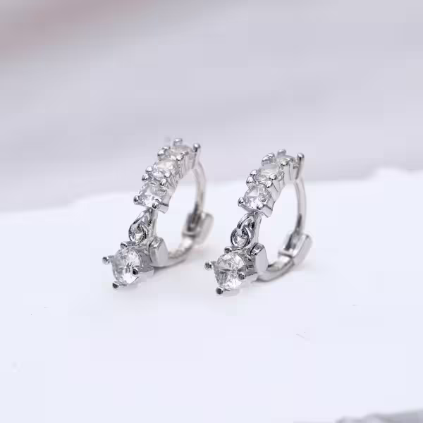 925銀針&times;單排鋯石垂鑽&times;耳扣